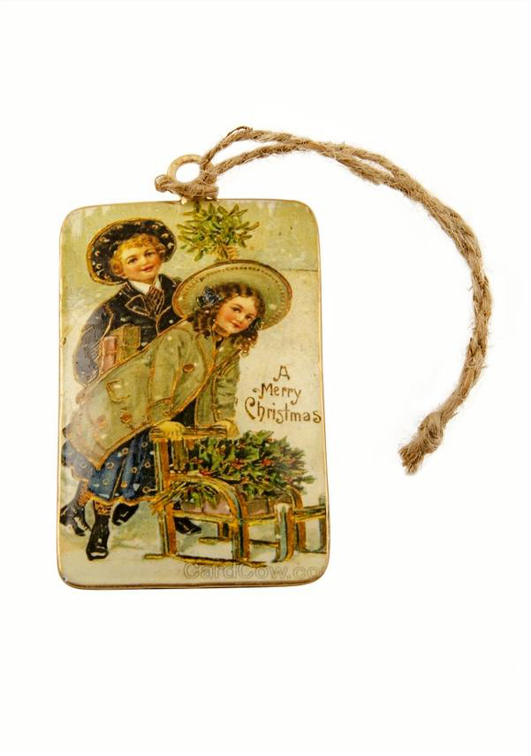 ausgefallene Weihnachtsdeko Blech - Winternostalgie Schlitteneinkauf