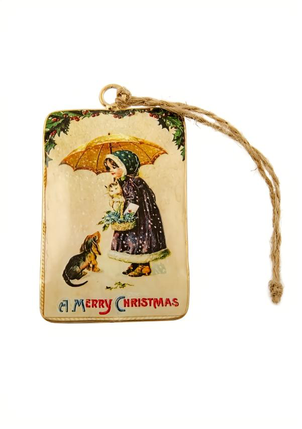 ausgefallene Weihnachtsdeko Blech - Winternostalgie Tierliebe