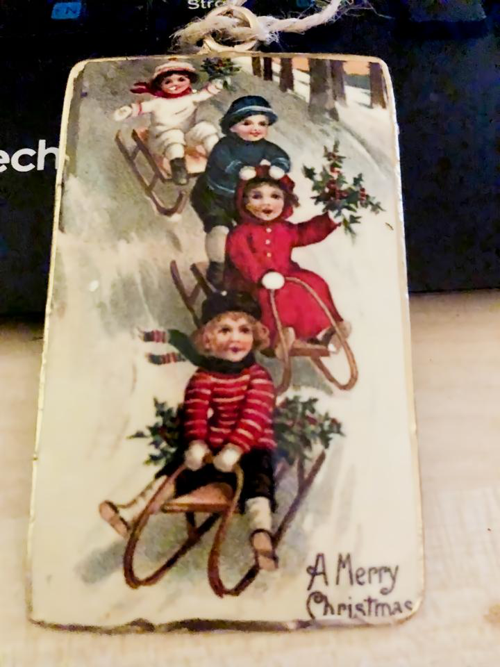 ausgefallene Weihnachtsdeko Blech - Winternostalgie Schlittenfahrt